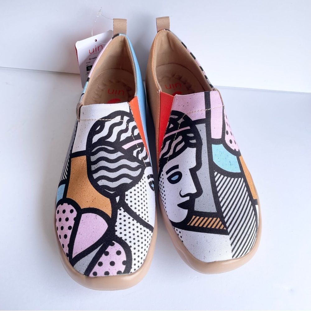 NWT UIN Slip On Shoes Canvas Comfortable Loafers Greek Girl - Picture 6 of 7